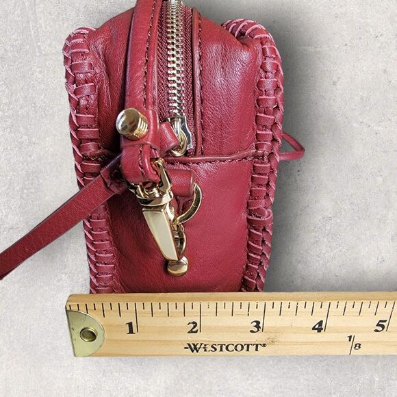 Botkier Quincy Camera Leather Boxy Crossbody Purse Handbag Red Tassel Whipstitch - Picture 12 of 16